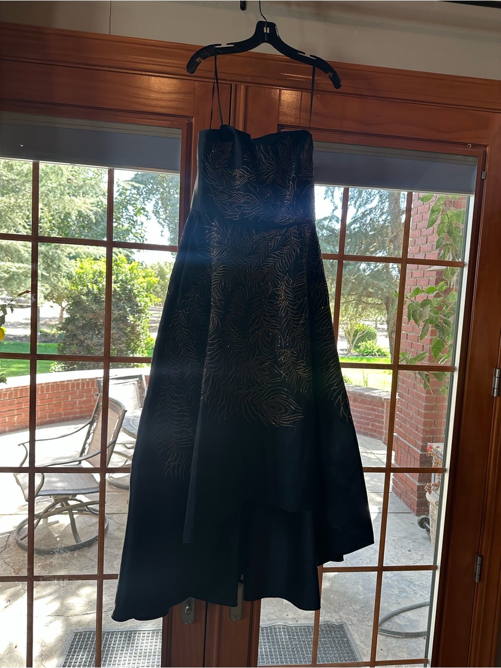 Theia Erica Feather Embroidered Gown